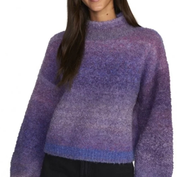 RVCA Women's Dream Cycle Multicolor Blue/purple Cowl Neck Sweater. Size XS - Picture 7 of 9